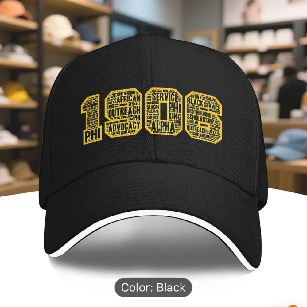 Black Cap with Gold Graphic